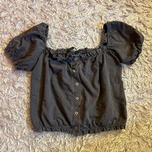 Brandy Melville Mira Black Button Top